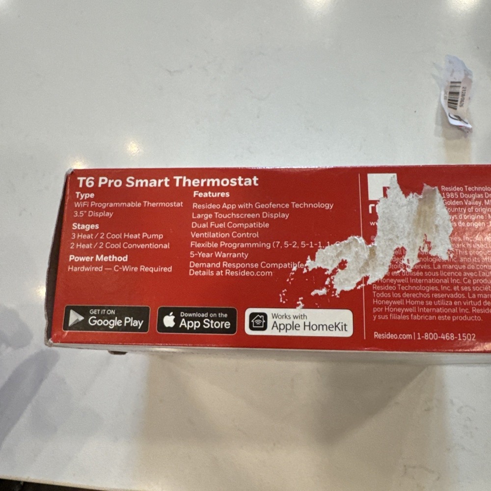 Honeywell T6 Pro Digital Programmable Thermostat - TH632OWF2003 Open Box - Picture 4 of 9